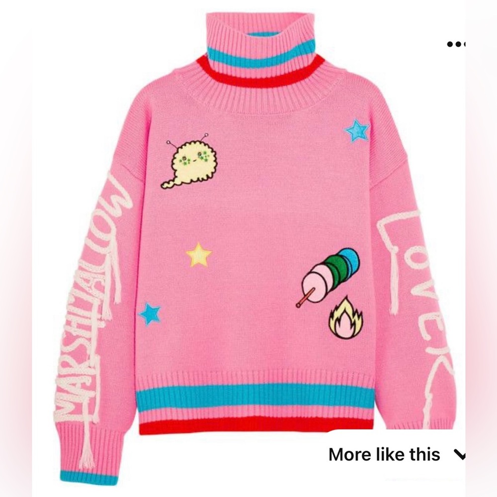 Mira Mikati Embroidered appliquéd wool-blend turtleneck sweater Sz 2/34